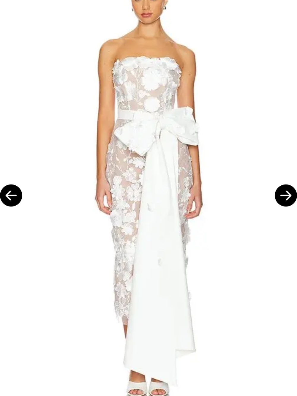 Elliatt Lynette Strapless White Floral Lace Dress with Statement Bow size M